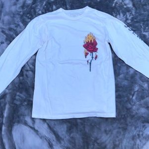 VANS White Long Sleeve Shirt With Flaming Rose